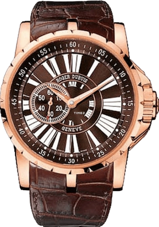 Roger Dubuis,Excalibur 45mm,45mm,Rose Gold,Coffee,Brown,Automatic,Sapphire,Crystal Glass,Round,RDDBEX0221