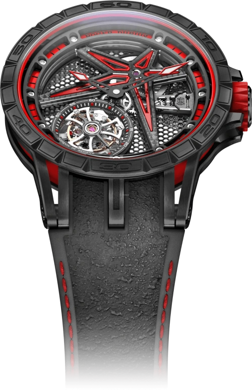 Roger Dubuis,Excalibur Spider 39mm,39mm,Titanium,Luminous,Black,Red,Handwound,60hours,In-house Caliber,RDDBEX0817