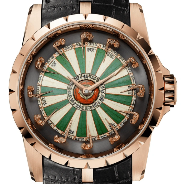 Roger Dubuis,Knights of The Round Table 45mm,45mm,Rose Gold,White,Green,Automatic,48hours,In-house Caliber,RDDBEX0398