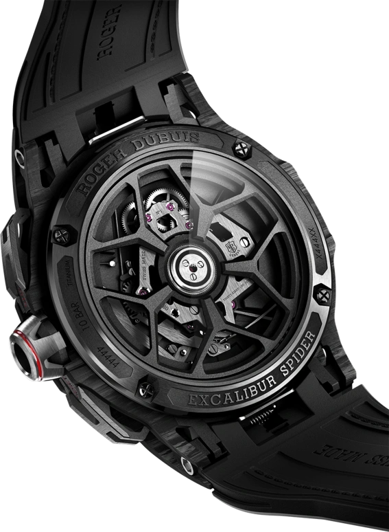 Roger Dubuis,Excalibur Spider 45mm,45mm,Titanium,Black,Skeleton,Automatic,Chronograph,Day,Tourbillon,Flyback,Sapphire,Crystal Glass,Round,RDDBEX1046