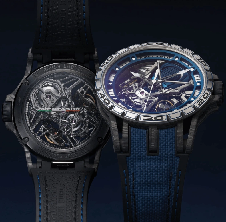 Roger Dubuis,Excalibur 45mm,45mm,Carbon,Skeleton,Handwound,Tourbillon,40hours,RDDBEX0730