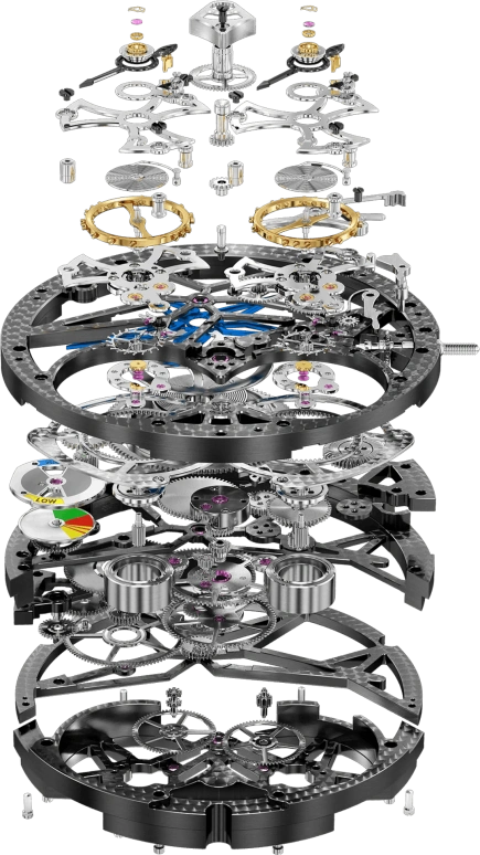 Roger Dubuis,Excalibur Spider 47mm,47mm,Luminous,White,Blue,Handwound,50hours,In-house Caliber,Sapphire,Crystal Glass,RDDBEX0643