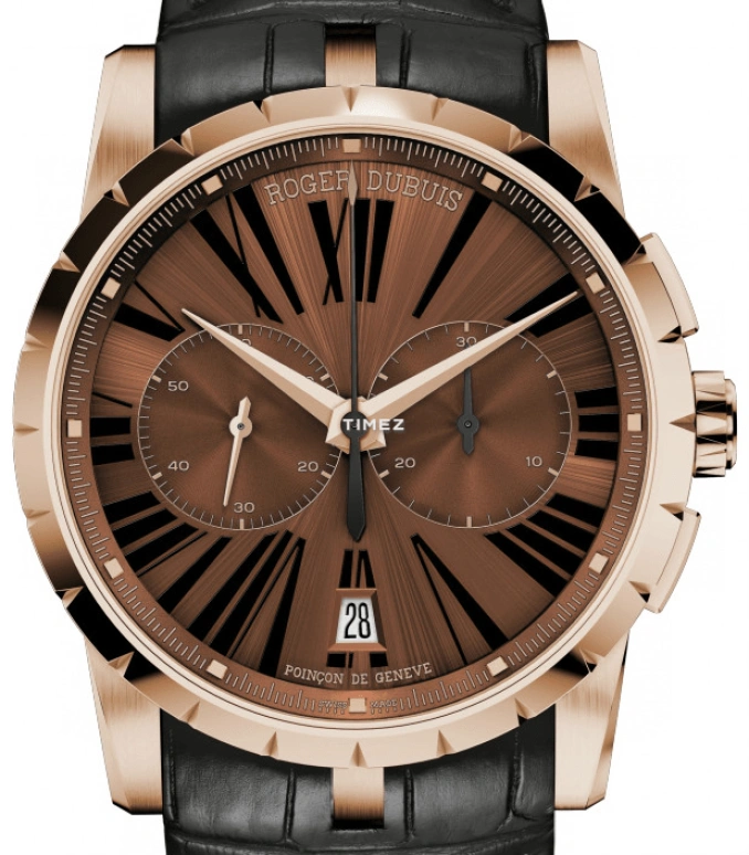 Roger Dubuis,Excalibur 42mm,42mm,Rose Gold,Brown,Automatic,Chronograph,Day,RDDBEX0391