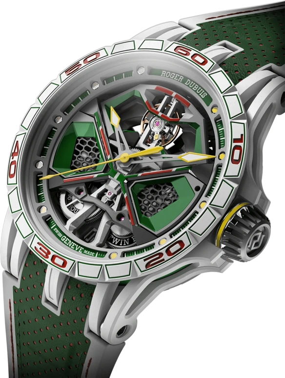 Roger Dubuis,Excalibur Spider 45mm,45mm,Titanium,Carbon,Rubber,Luminous,White,Yellow,Green,Automatic,60hours,In-house Caliber,RDDBEX1006