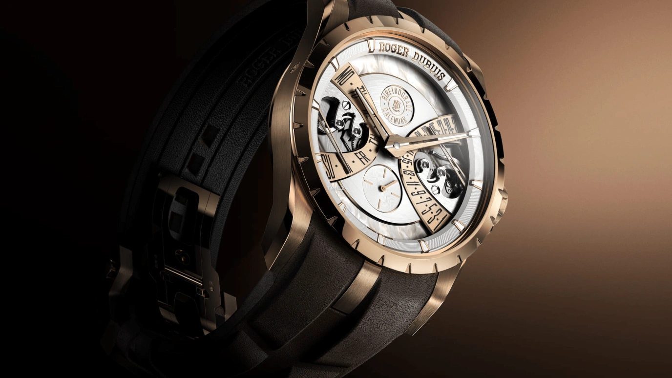 Roger Dubuis,Excalibur 40mm,40mm,Pink Gold,White,Automatic,Date,Day,Retrograde,RDDBEX1179