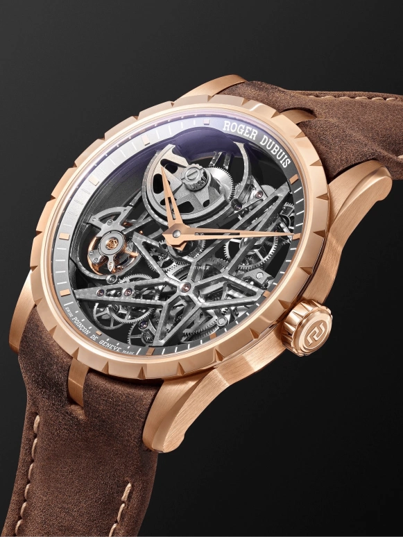 Roger Dubuis,Excalibur 42mm,42mm,Rose Gold,Skeleton,Automatic,Sapphire,Crystal Glass,Round,RDDBEX0727