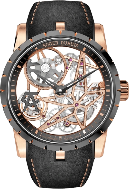 Roger Dubuis,Excalibur 42mm,42mm,Rose Gold,Rose,Black,Automatic,60hours,In-house Caliber,RDDBEX0794