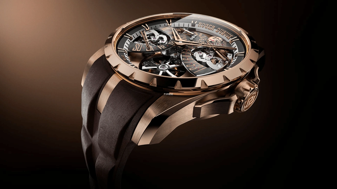 Roger Dubuis,Excalibur 45mm,45mm,Pink Gold,Rose Gold,Automatic,Perpetual Calendar,Month,Date,Day,60hours,In-house Caliber,RDDBEX1174