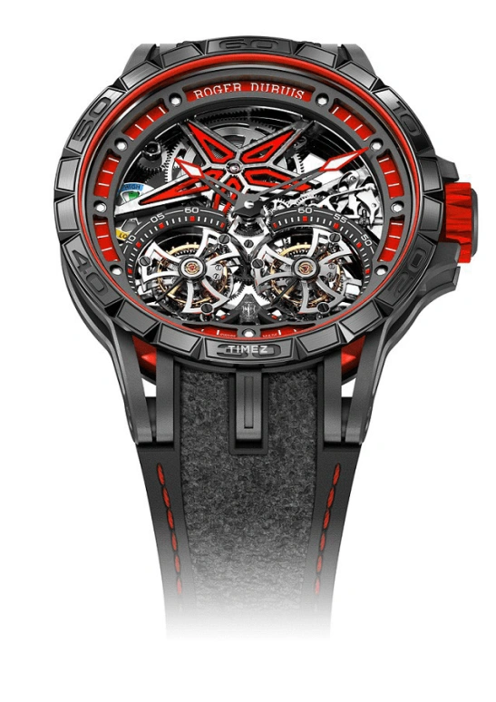 Roger Dubuis,Excalibur 47mm,47mm,Titanium,Luminous,White,Black,Red,Handwound,Day,Power Reserve Indicator,RDDBEX0657