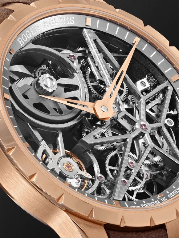 Roger Dubuis,Excalibur 42mm,42mm,Rose Gold,Skeleton,Automatic,Sapphire,Crystal Glass,Round,RDDBEX0727