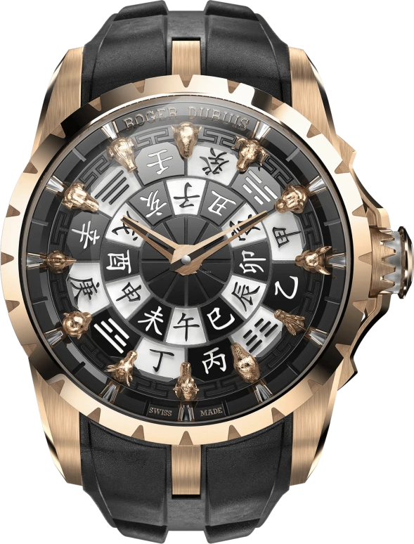 Roger Dubuis,Knights of The Round Table 45mm,45mm,Rose Gold,White,Automatic,48hours,In-house Caliber,RDDBEX0973