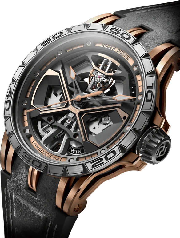 Roger Dubuis,Excalibur Spider 45mm,45mm,Titanium,Rose,Luminous,White,Black,Automatic,60hours,In-house Caliber,RDDBEX0750