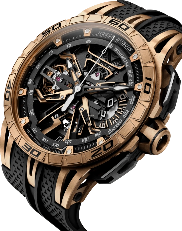 Roger Dubuis,Excalibur 45mm,45mm,Rose Gold,Black,Automatic,Chronograph,Day,Flyback,RDDBEX1138