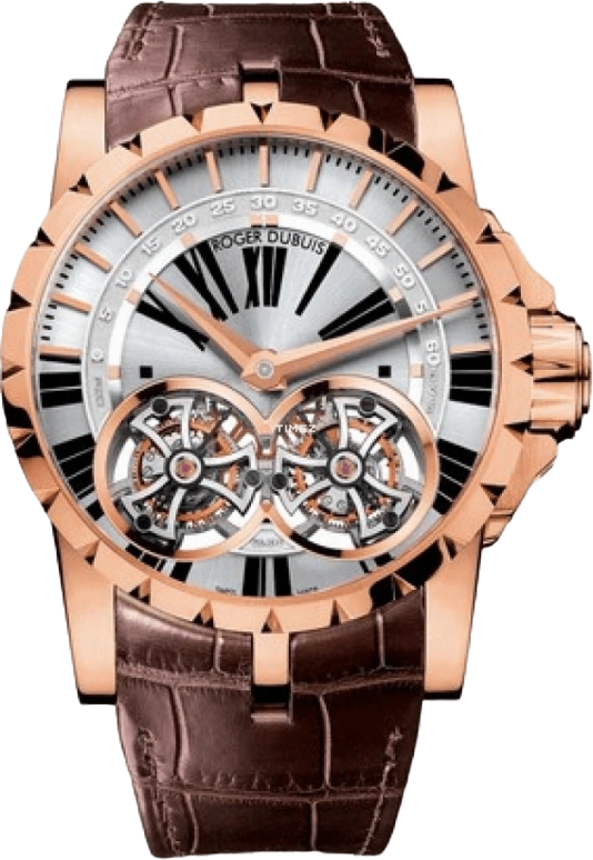 Roger Dubuis,Excalibur 45mm,45mm,Rose Gold,Silver White,48hours,In-house Caliber,Sapphire,Crystal Glass,RDDBEX0249