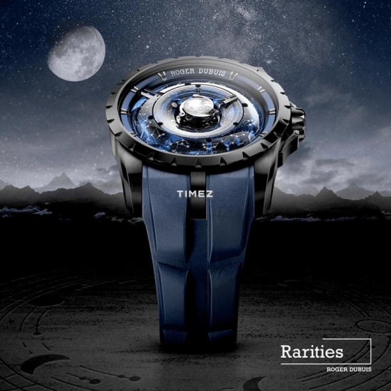 Roger Dubuis,Excalibur 45mm,45mm,Titanium,Blue,Handwound,Tourbillon,Sky Chart,RDDBEX1221
