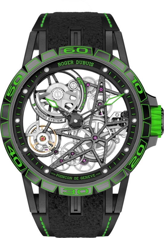 Roger Dubuis,Excalibur Spider 45mm,45mm,Titanium,Luminous,White,Black,Green,Automatic,60hours,In-house Caliber,RDDBEX0706