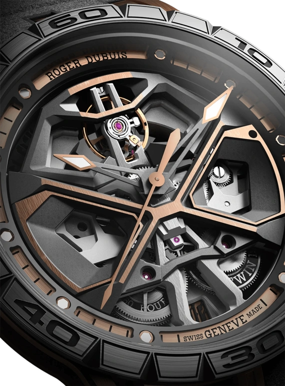 Roger Dubuis,Excalibur Spider 45mm,45mm,Titanium,Rose,Luminous,White,Black,Automatic,60hours,In-house Caliber,RDDBEX0750