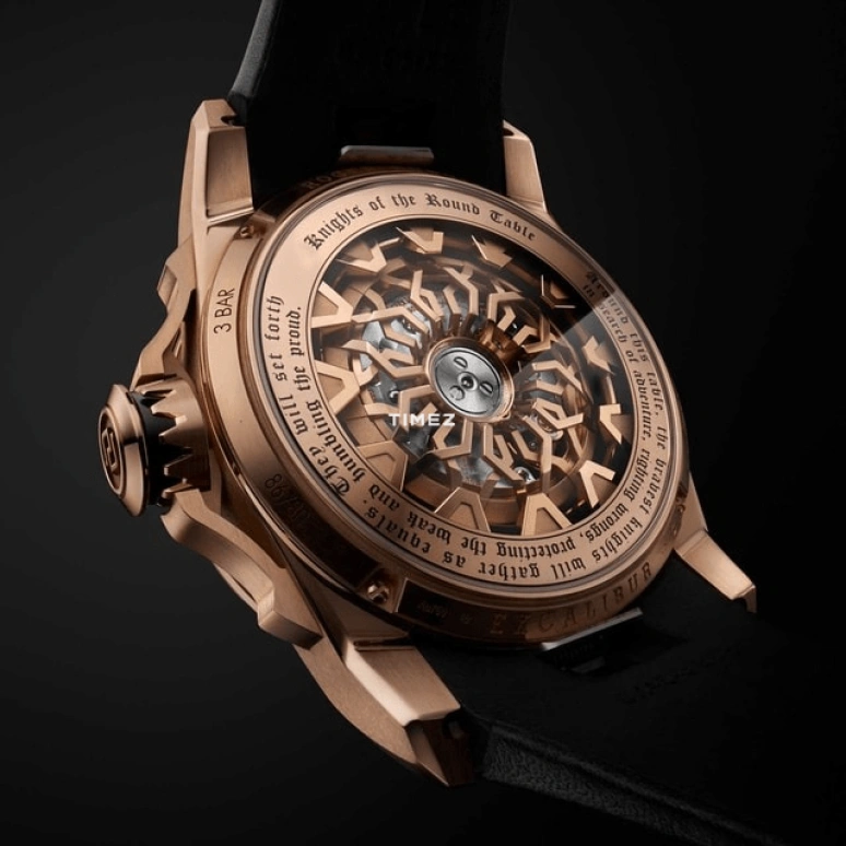 Roger Dubuis,Knights of The Round Table 45mm,45mm,Rose Gold,Rose Gold,Black,Automatic,48hours,In-house Caliber,RDDBEX1094