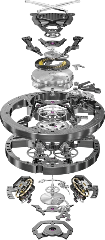 Roger Dubuis,Excalibur Spider 45mm,45mm,Titanium,Carbon,Rubber,Rose,Luminous,White,Black,Handwound,40hours,In-house Caliber,RDDBEX0654
