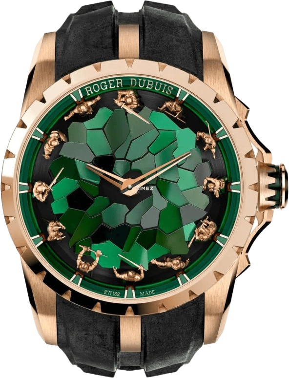Roger Dubuis,Knights of The Round Table 45mm,45mm,Rose Gold,Sapphire,Crystal,Rose,Green,Automatic,48hours,In-house Caliber,RDDBEX1026