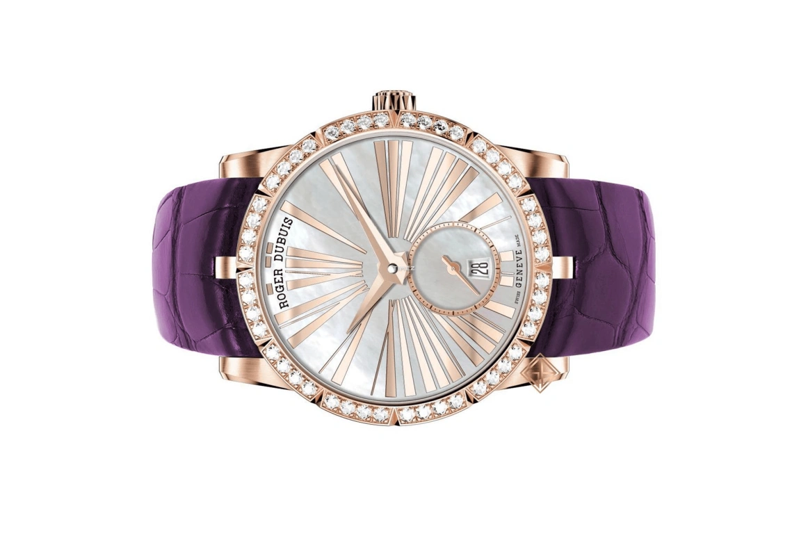 Roger Dubuis,Excalibur 34mm,34mm,Rose Gold,Silver White,Handwound,Day,60hours,RDDBEX0789