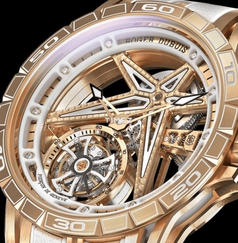 Roger Dubuis,Excalibur Spider 39mm,39mm,Rose Gold,Rose,White,Skeleton,Handwound,Tourbillon,60hours,RDDBEX0816
