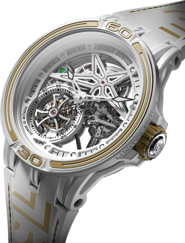 Roger Dubuis,Excalibur Spider 45mm,45mm,Titanium,Carbon,Sapphire,Rubber,Crystal,Luminous,White,Handwound,Tourbillon,60hours,RDDBEX1036