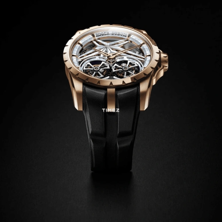 Roger Dubuis,Excalibur 45mm,45mm,Rose Gold,Silver,Handwound,Tourbillon,50hours,RDDBEX1142