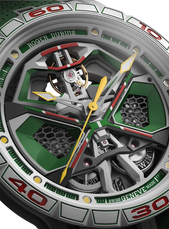 Roger Dubuis,Excalibur Spider 45mm,45mm,Titanium,Carbon,Rubber,Luminous,White,Yellow,Green,Automatic,60hours,In-house Caliber,RDDBEX1006