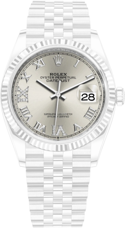 Rolex,Datejust 36 36mm,36mm,White Gold,Oystersteel,Silver,Automatic,Day,70hours,126234,126234-0029