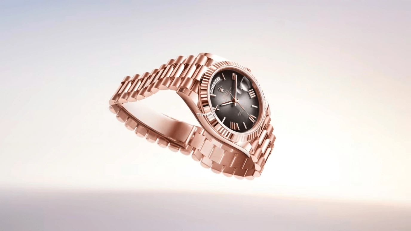Rolex,Day-Date 40 40mm,40mm,Everose Gold,Gradient,Grey,Black,Automatic,Date,Day,228235,228235-0055