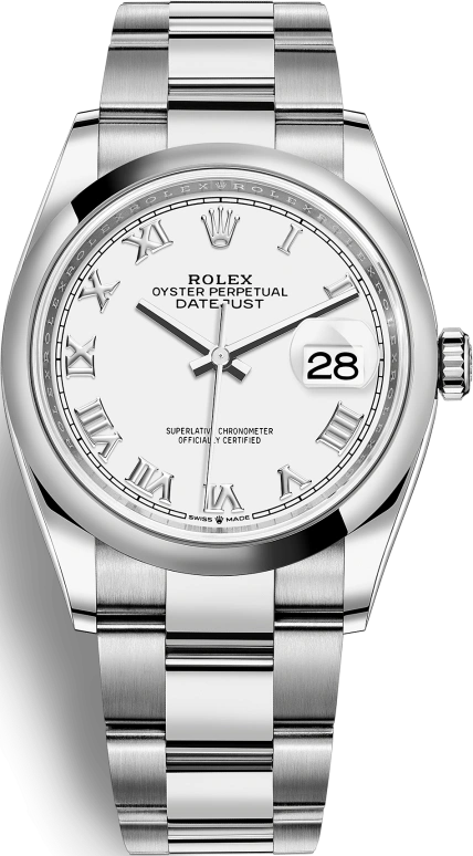 Rolex,Datejust 36 36mm,36mm,Stainless Steel,White,Automatic,Day,70hours,126200,126200-0008