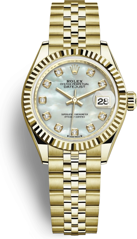 Rolex,Lady-Datejust 28mm,28mm,Yellow Gold,White,Automatic,Day,55hours,279178,279178-0026