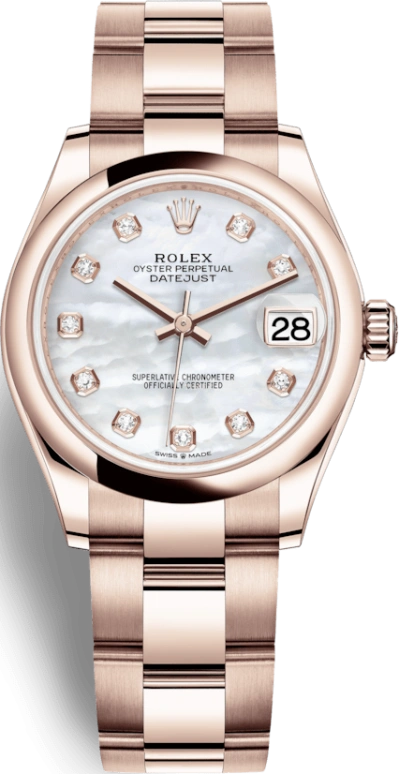 Rolex,Datejust 31 31mm,31mm,Rose Gold,White,Automatic,Day,55hours,278245,278245-0013