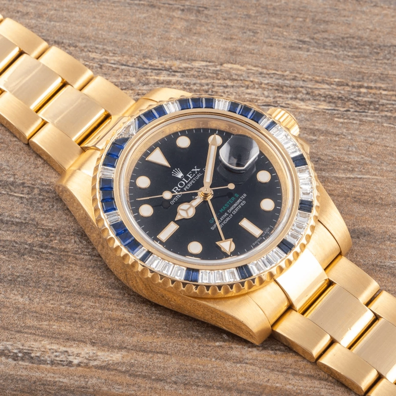 Rolex,GMT-Master II 40mm,40mm,Yellow Gold,Black,Automatic,Day,Dule Time,116748SA