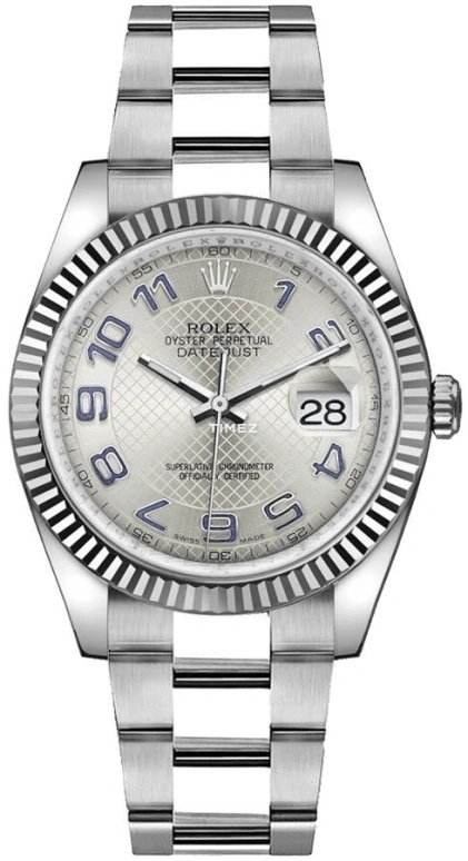 Rolex,Datejust 36 36mm,36mm,White Gold,Stainless Steel,Silver,Automatic,Day,48hours,116234,116234-0155