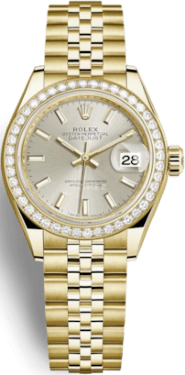 Rolex,Lady-Datejust 28mm,28mm,Yellow Gold,Silver,Automatic,Day,55hours,279138RBR,279138RBR-0012