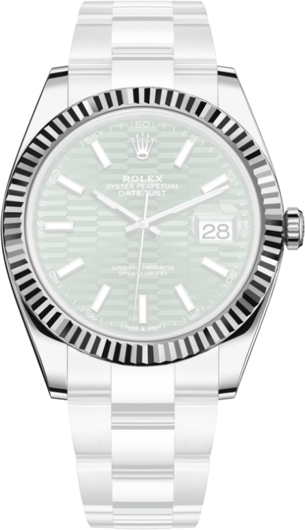 Rolex,Datejust 41 41mm,41mm,White Gold,Stainless Steel,Green,Automatic,Day,70hours,126334,126334-0029