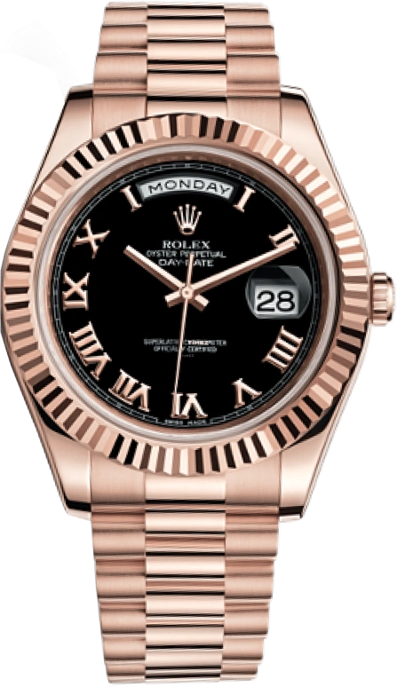 Rolex,Day-Date II 41mm,41mm,Everose Gold,Black,Automatic,Date,Day,218235,218235-0034