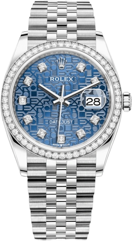 Rolex,Datejust 36 36mm,36mm,White Gold,Stainless Steel,Blue,Automatic,Day,70hours,126284RBR,126284RBR-0003