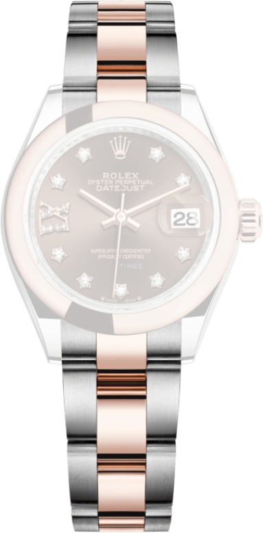 Rolex,Lady-Datejust 28mm,28mm,Rose Gold,Stainless Steel,Brown,Chocolate,Automatic,Day,55hours,279161,279161-0004