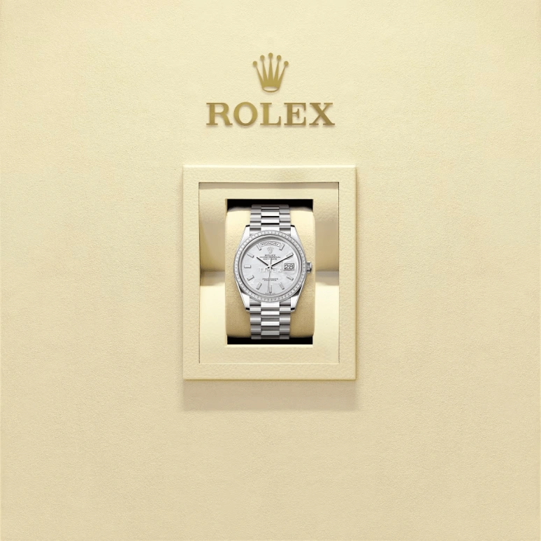 Rolex,Day-Date 36 36mm,36mm,White Gold,Silver White,Automatic,Date,Day,128399TBR,128399TBR-0023