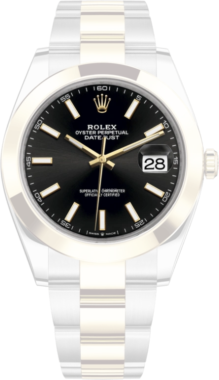 Rolex,Datejust 41 41mm,41mm,Yellow Gold,Stainless Steel,Black,Automatic,Day,70hours,126303,126303-0013