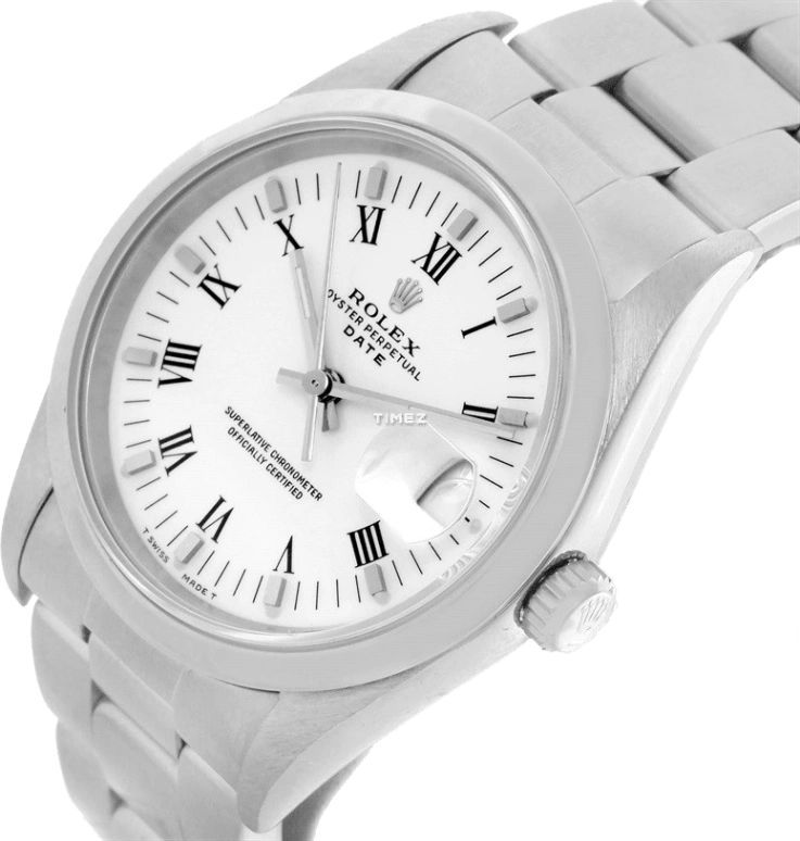 Rolex,Oyster Perpetual 34mm,34mm,Stainless Steel,White,Automatic,Day,48hours,115200 VI