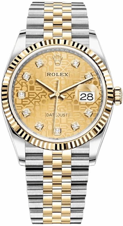 Rolex,Datejust 36 36mm,36mm,Yellow Gold,Stainless Steel,Champagne,Automatic,Day,70hours,126233,126233-0033
