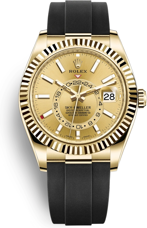 Rolex,Sky-Dweller 42mm,42mm,Yellow Gold,Champagne,Automatic,Annual Calendar,Month,Date,326238,326238-0007