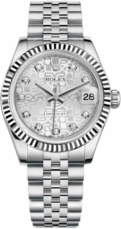 Rolex,Datejust 31 31mm,31mm,White Gold,Stainless Steel,Silver,Automatic,Day,48hours,178274,178274-0017