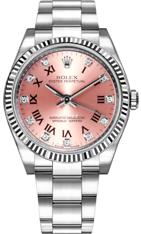 Rolex,Oyster Perpetual 36mm,36mm,White Gold,Oystersteel,Pink,Automatic,48hours,In-house Caliber,116034,116034-0009