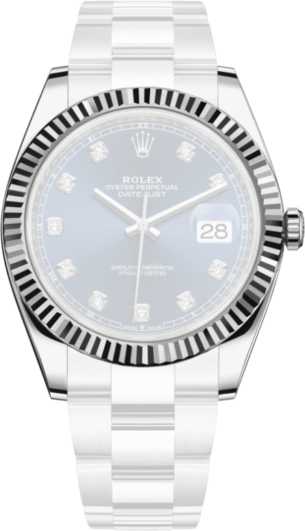 Rolex,Datejust 41 41mm,41mm,White Gold,Stainless Steel,Blue,Automatic,Day,70hours,126334,126334-0015
