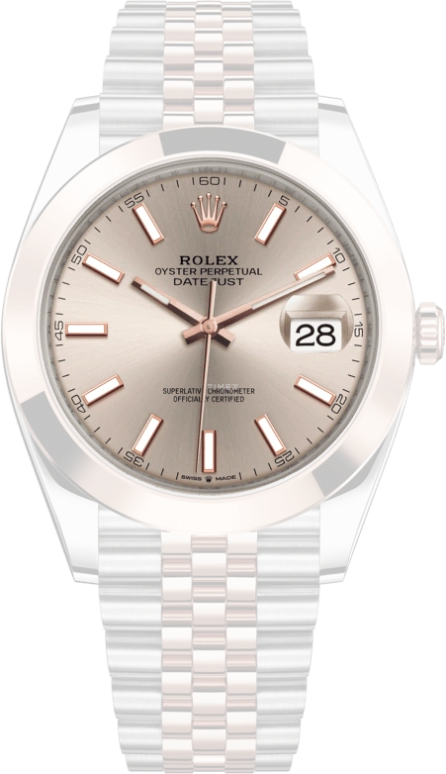Rolex,Datejust 41 41mm,41mm,Rose Gold,Stainless Steel,Pink,Automatic,Day,70hours,126301,126301-0010